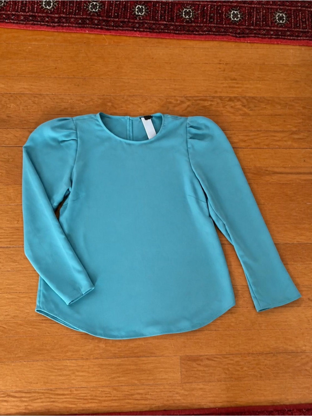 NWT Ann Taylor Teal Puff Shoulder Blouse Size S